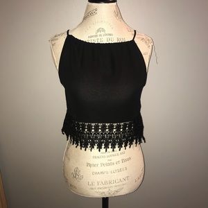 Black Lace Halter Crop Top Size Small